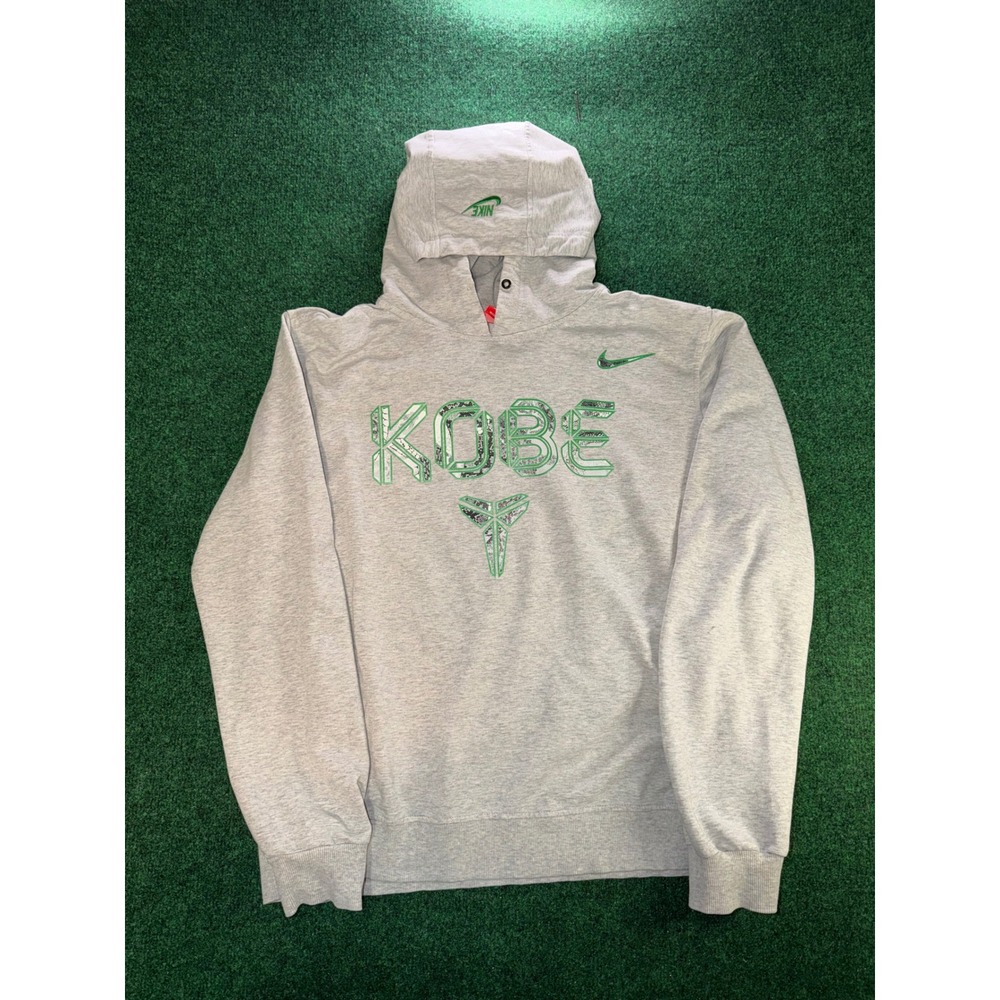 Nike Kobe Bryant Mamba Logo Hoodie Mens Large Gray Green Pullover Sweatshirt
